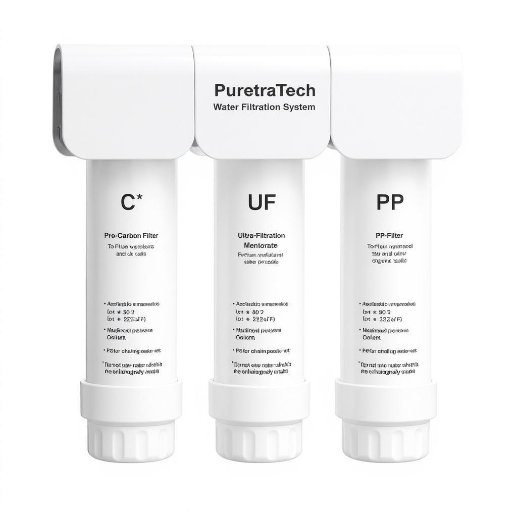 PuretraTech 3-Staged-Under Sink Ultra Water Filter System for Kitchen 